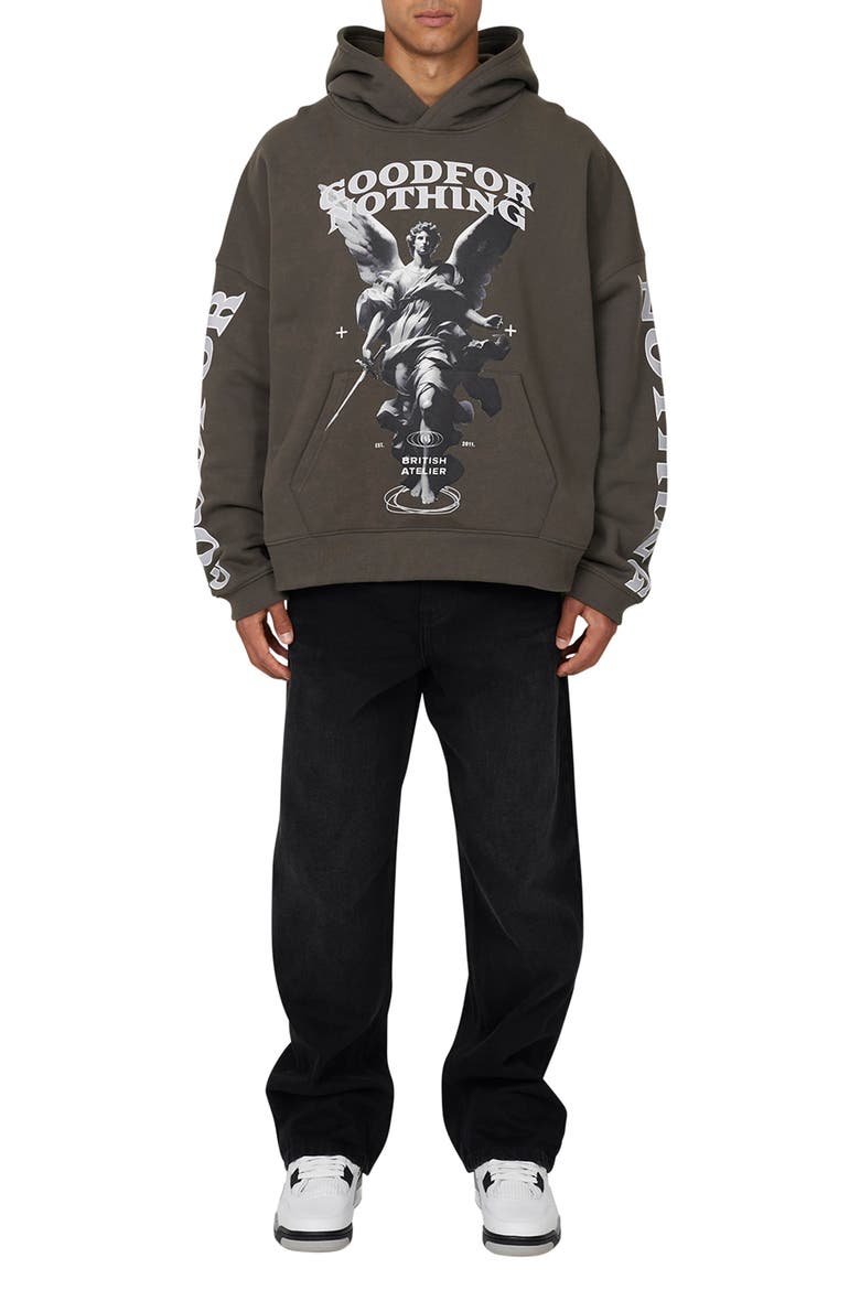 Boxy Washed Statue Print Hoodie, Alternate, color, Grey