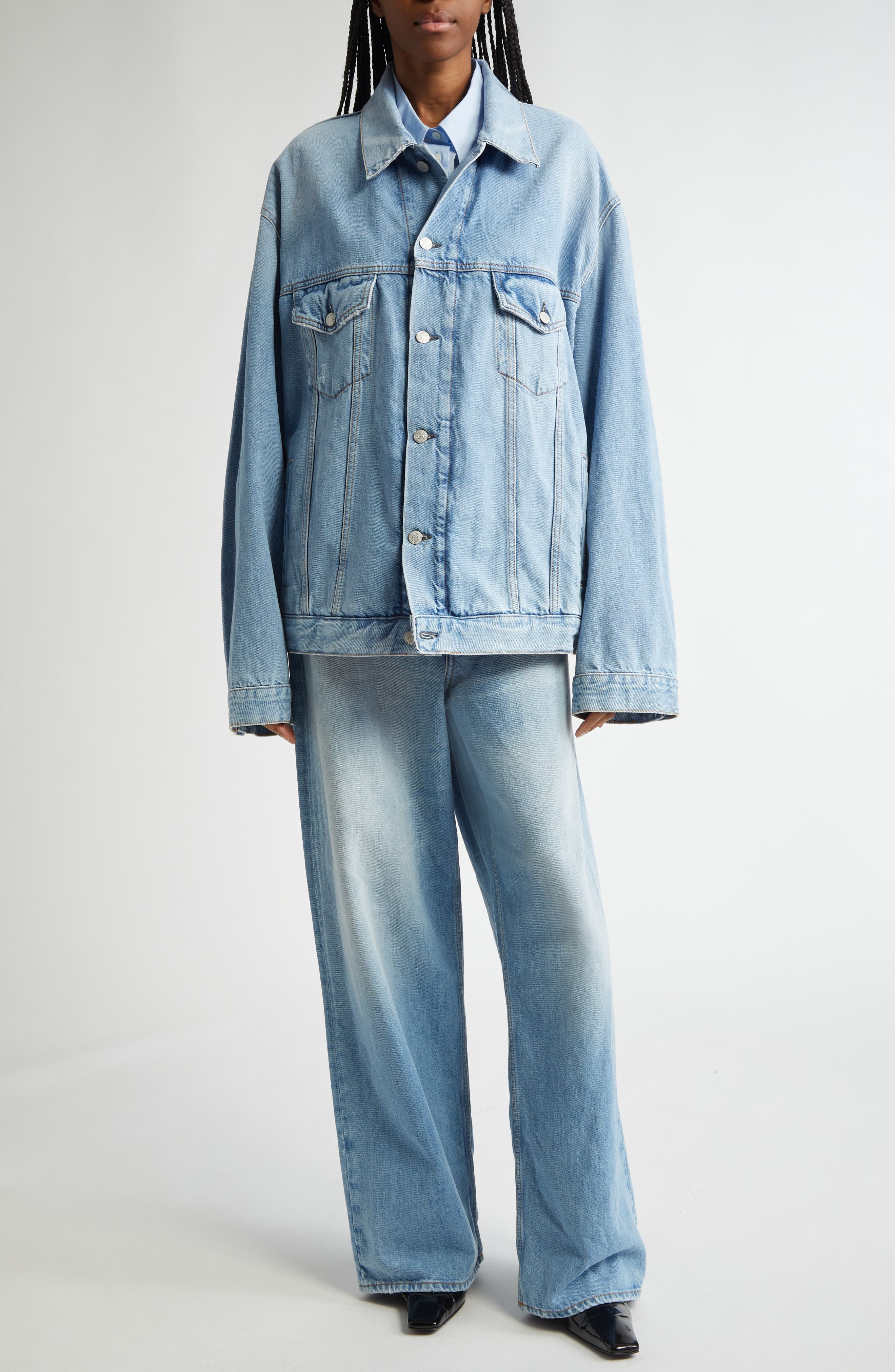 Distressed Relaxed Fit Denim Jacket - image 2