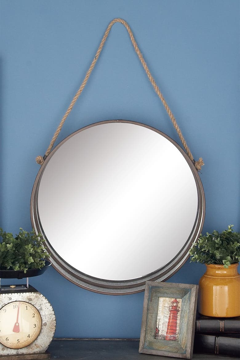 Gray Aluminum Wall Mirror with Hanging Rope - Set of 3, Alternate, color, GREY