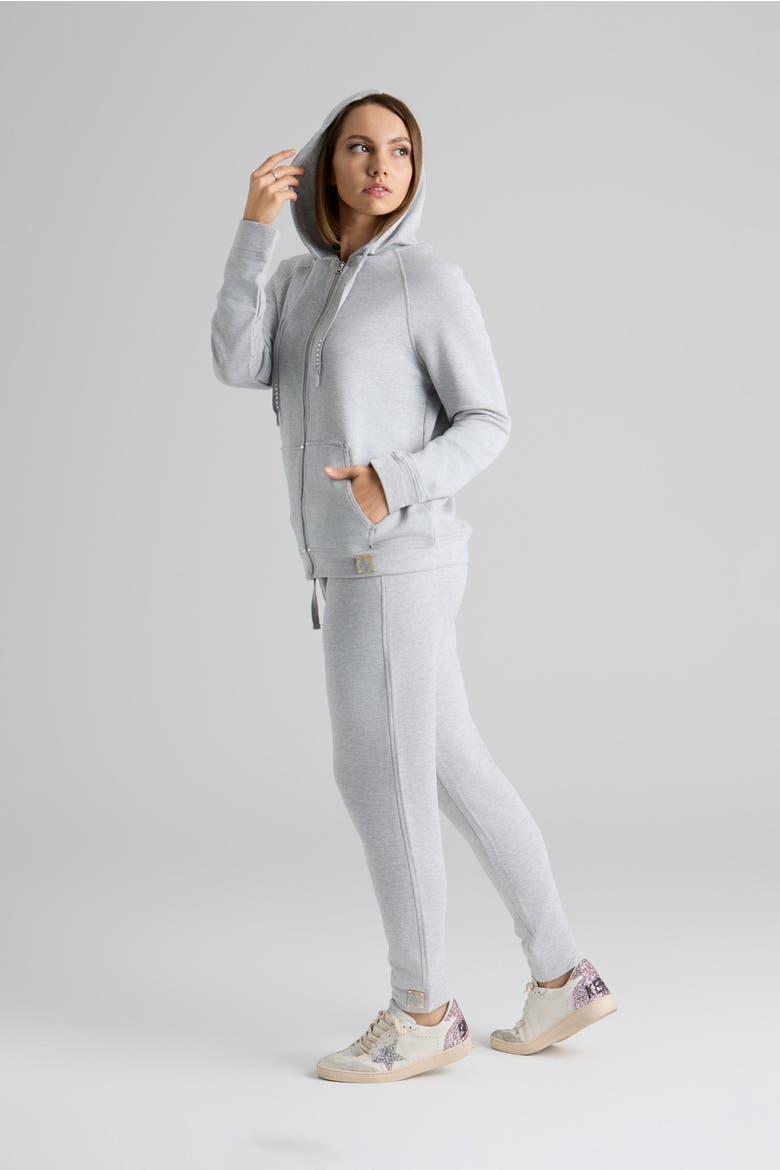 Evelyn Zip Up Hoodie, Alternate, color, Heather Gray