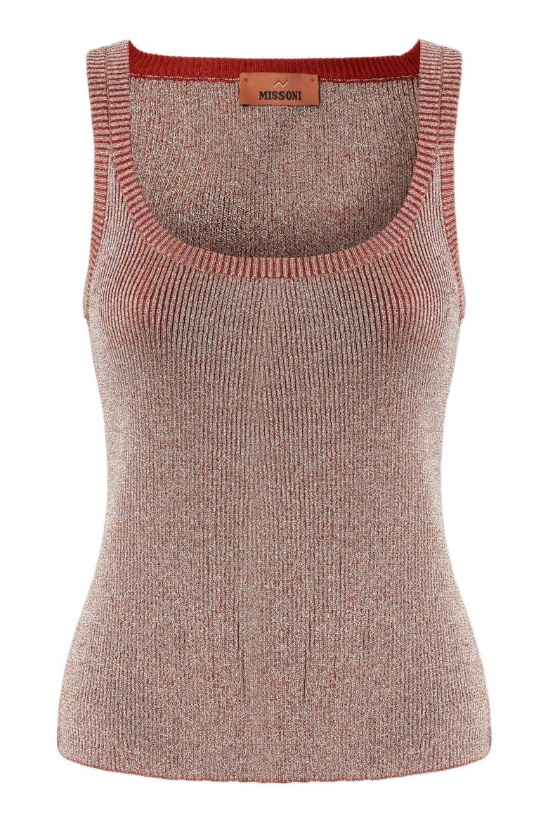 Tank Top In Viscose And Lamé Blend, Alternate, color, Pink Lamé