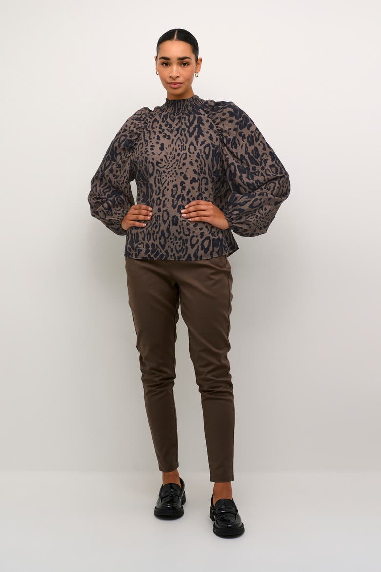 KAjemma Puff Sleeve Print Blouse, Alternate, color, Major Brown/Black Leo
