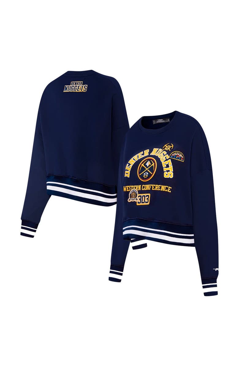 PRO STANDARD Women's Pro Standard Navy Denver Nuggets Area Code Cropped Pullover Sweatshirt, Main, color,