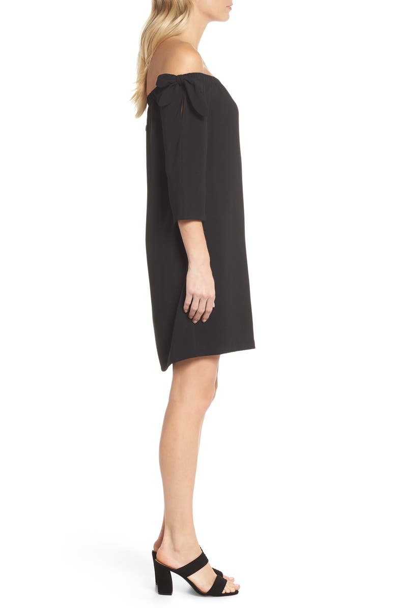 Charles Henry Tie Sleeve Off the Shoulder Shift Dress, Alternate, color, 