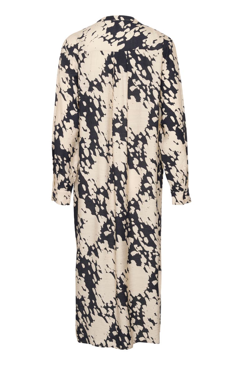 KAlouise Round Neck Maxi Shirt Dress, Alternate, color, Black/Sand Graphic Cloud