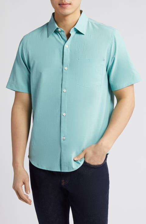 Bahama Coast Sandy Point Solid IslandZone® Short Sleeve Button-Up Shirt
