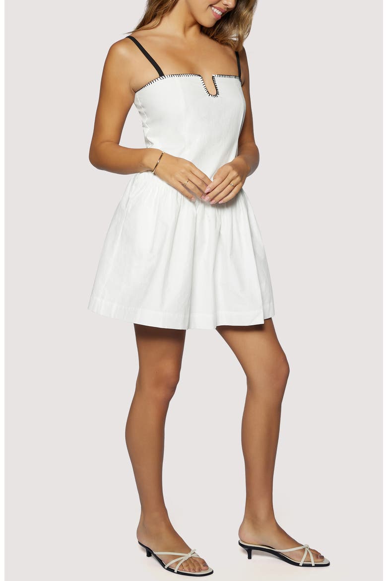 Voyage Chic Whipstitch Detail Cotton Minidress, Alternate, color, WHITE-BLACK