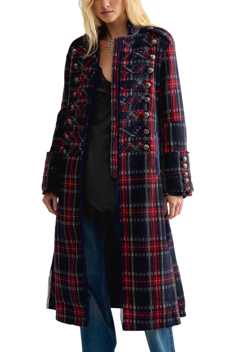 Ace of Swords Tartan Coat, Alternate, color, DARK COMBO