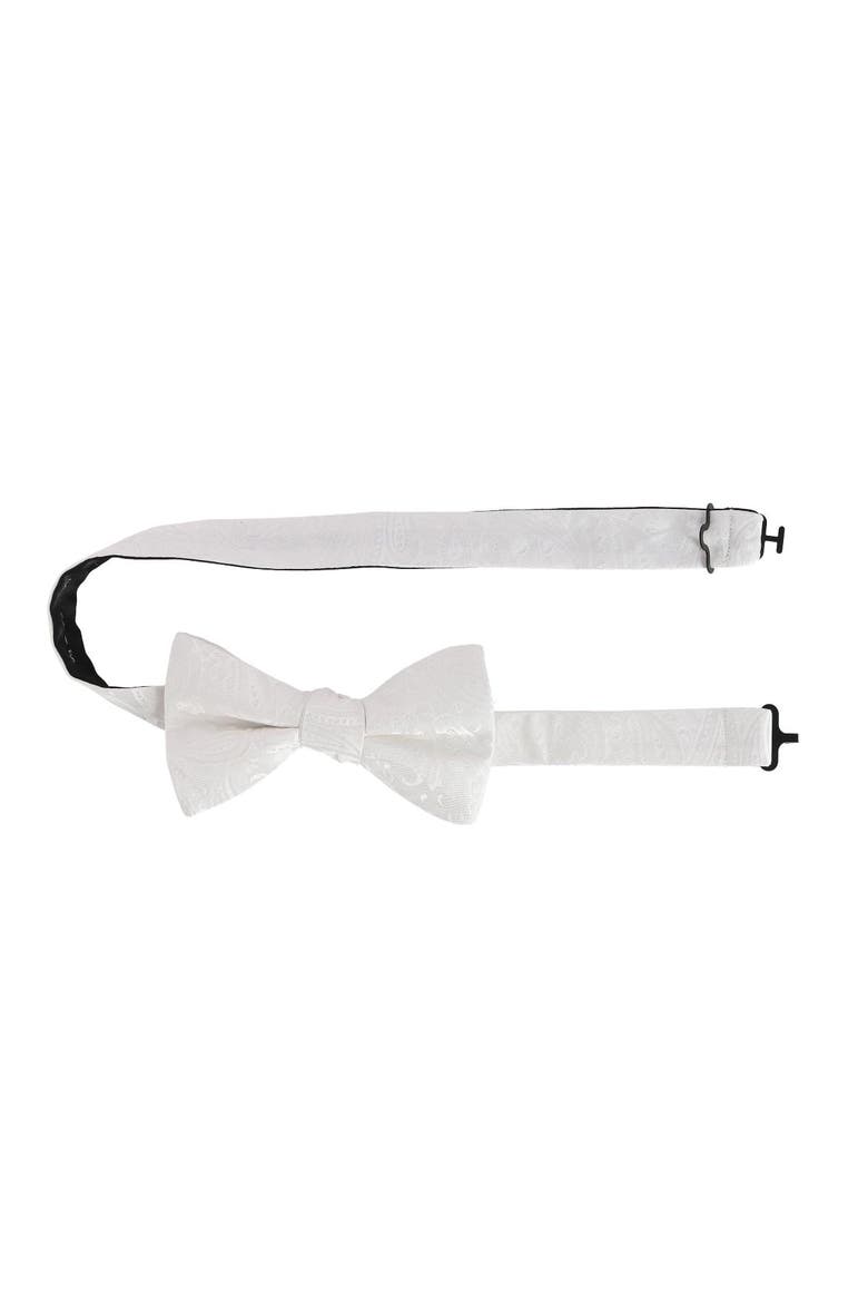 Banbury Tone on Tone Paisley Silk Bow Tie, Alternate, color, White