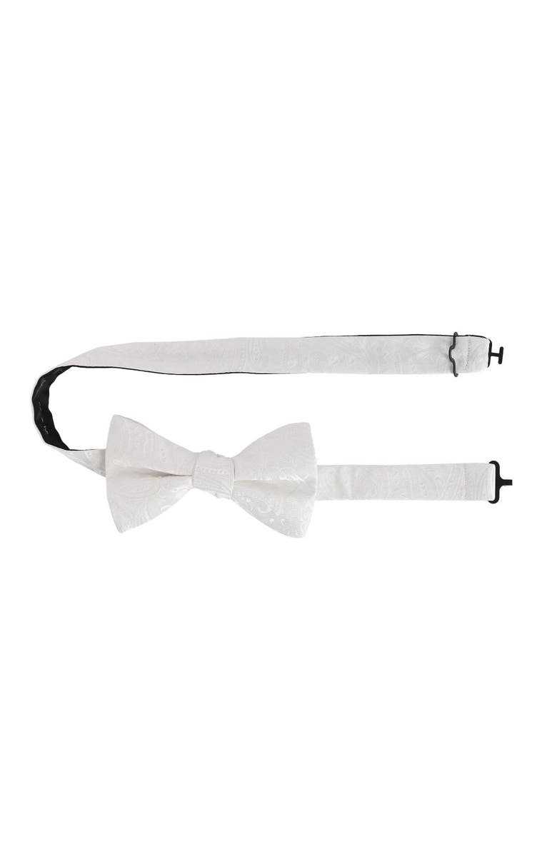 Trafalgar Banbury Tone on Tone Paisley Silk Bow Tie, Alternate, color, White