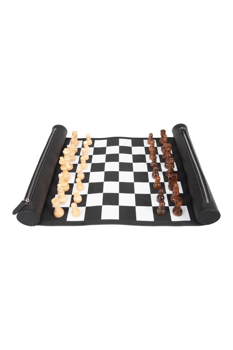 Rowan Travel Chess Roll Set, Main, color, BLACK