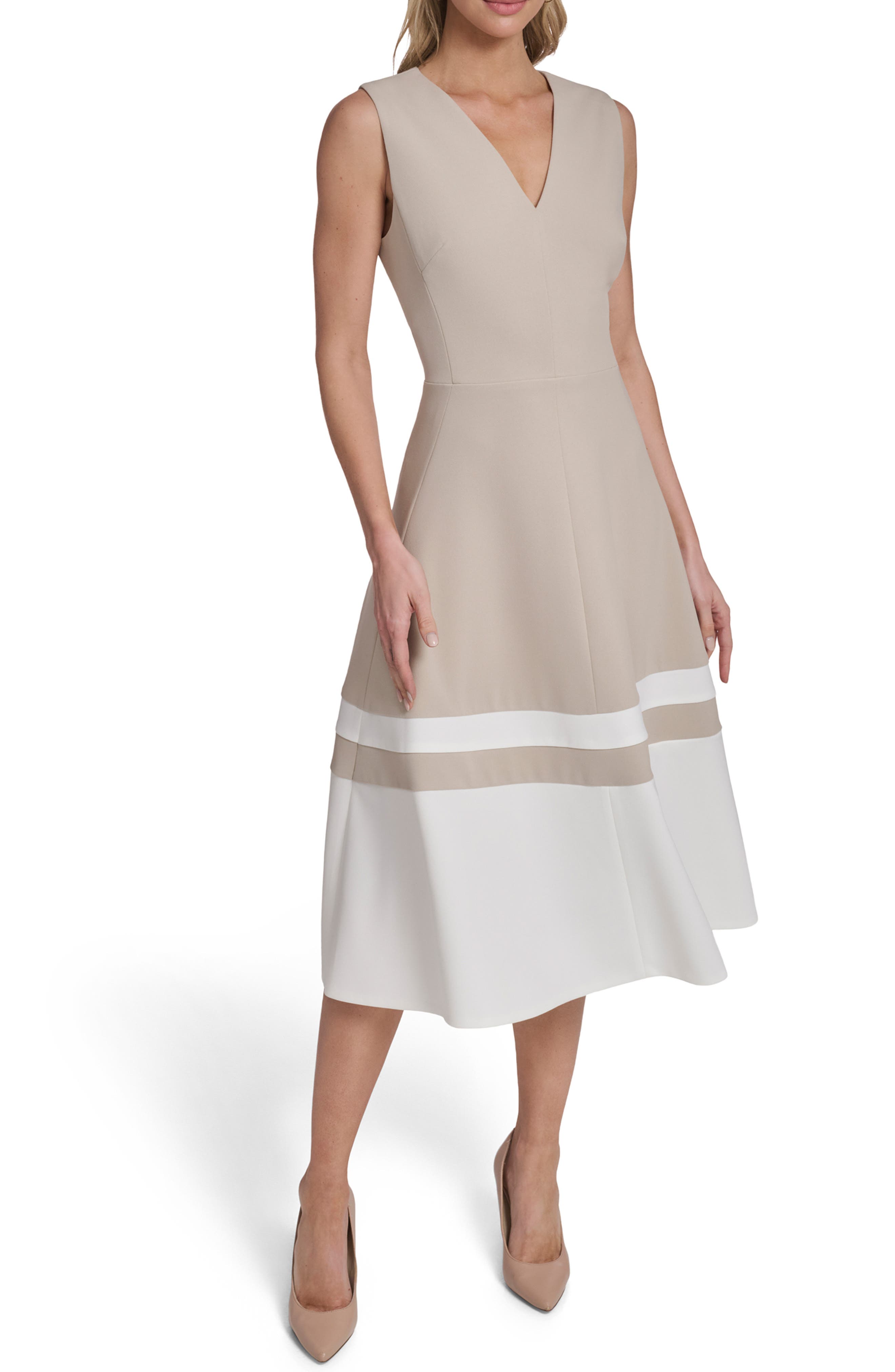 Tommy Hilfiger Scuba Crepe Fit & Flare Midi Dress