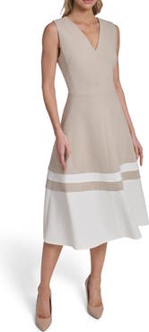Tommy Hilfiger Scuba Crepe Fit & Flare Midi Dress