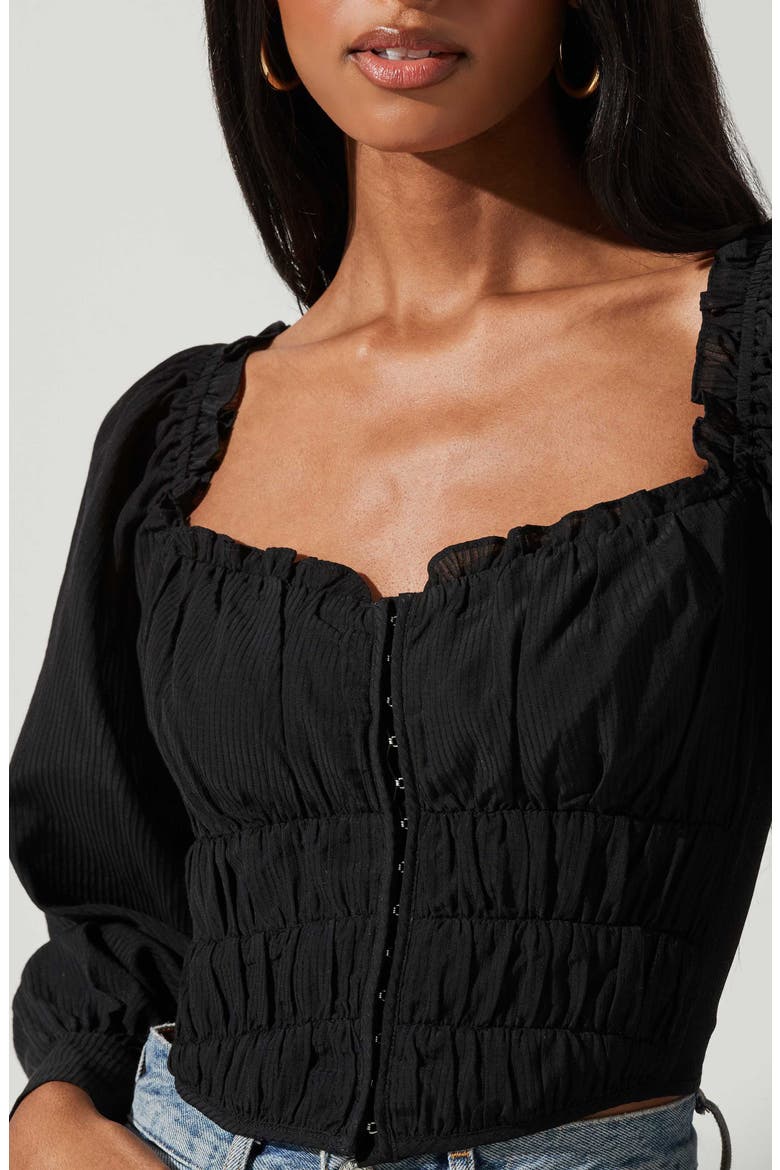 Amber Puff Sleeve Smocked Blouse, Alternate, color, BLACK