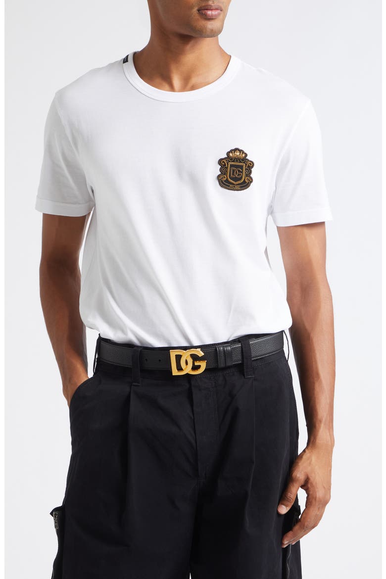 DG Logo Buckle Leather Belt, Alternate, color, 80999 NERO