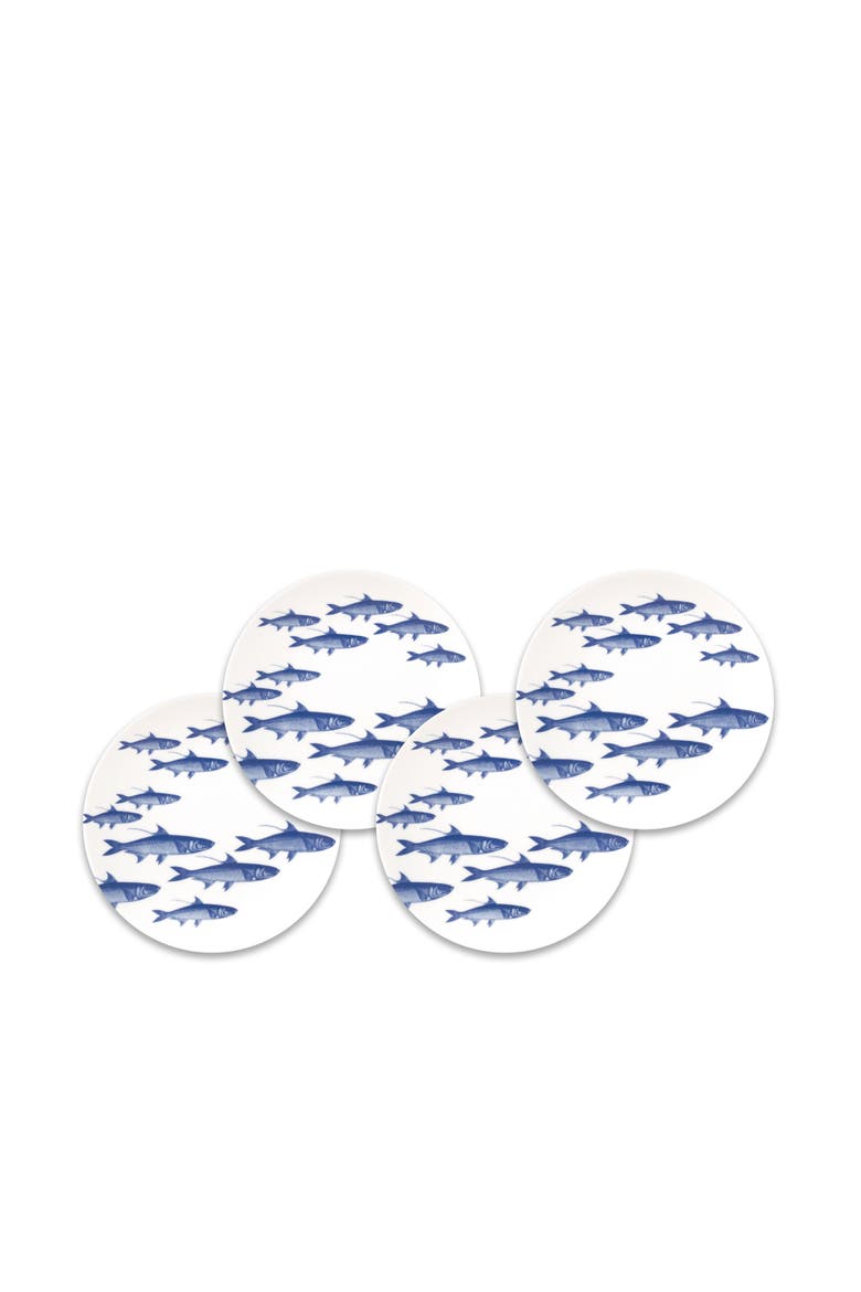 School of Fish Small Plates - Porcelain - Set 4, Main, color, BLUE