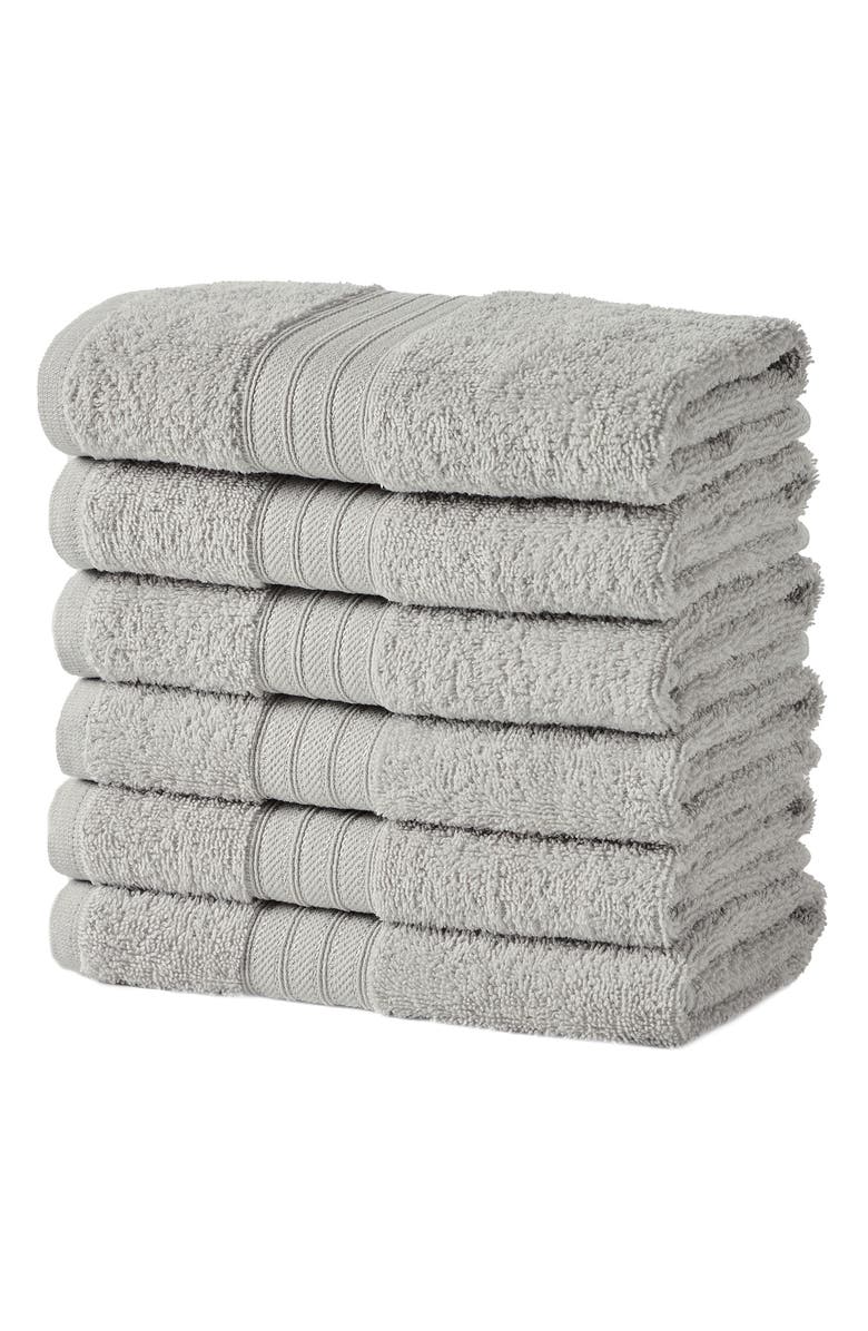 Woven & Weft 6-Piece Cotton Bath Towels, Main, color, Solid - Light Grey