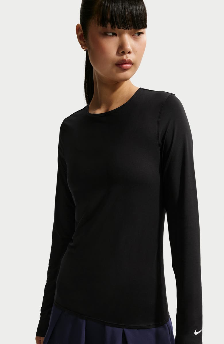 Nike Golf Club Dri-FIT UV Long Sleeve Top, Alternate, color, Black/ White