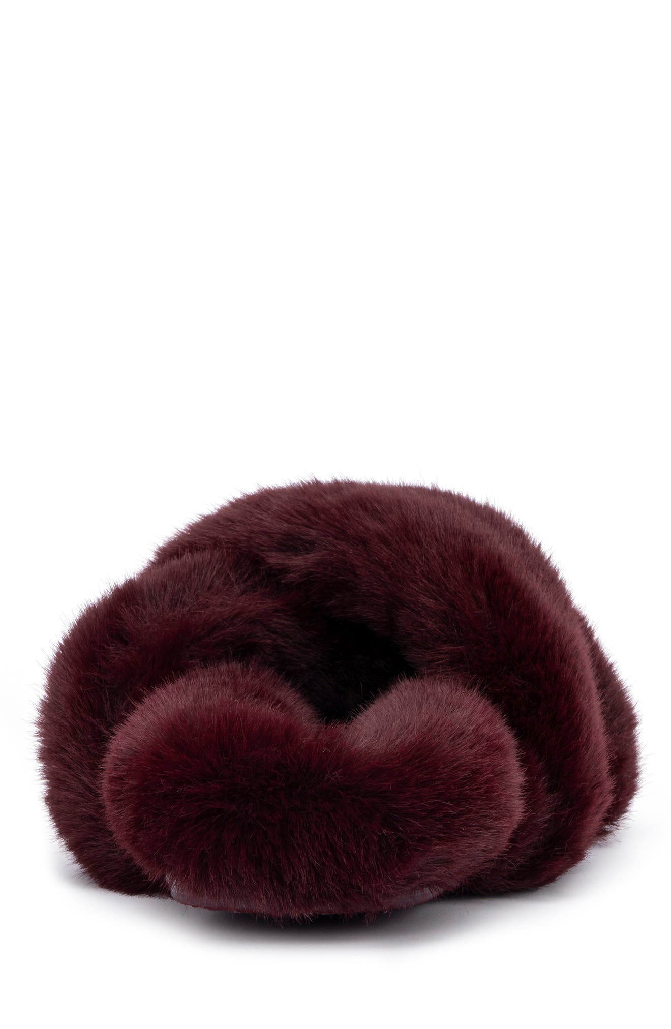 Luna Faux Fur Slipper, Alternate, color, BURGUNDY