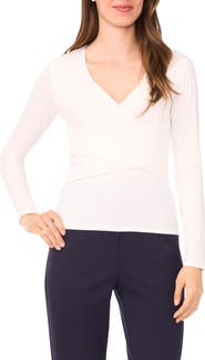 Halogen® Long Sleeve Wrap Top