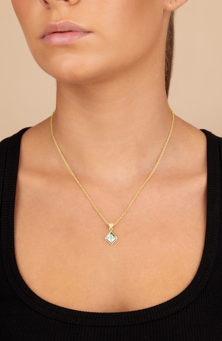 Sterling Forever Azurine CZ Pendant Necklace, Alternate, color, Gold