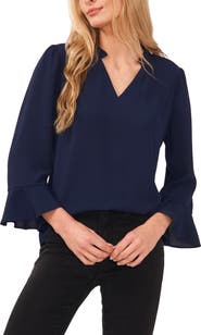CeCe Ruffle Cuff Crepe Top
