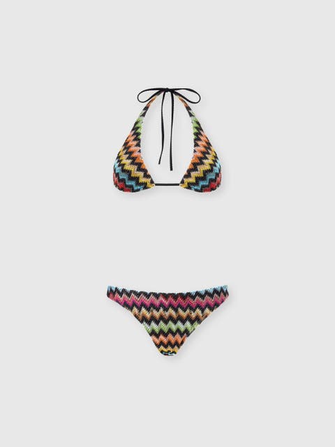 Bikini In Lamé Viscose With Micro Zigzag Pattern