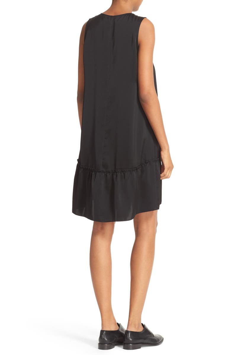 ATM Anthony Thomas Melillo Satin Ruffle Hem Dress, Alternate, color, Black