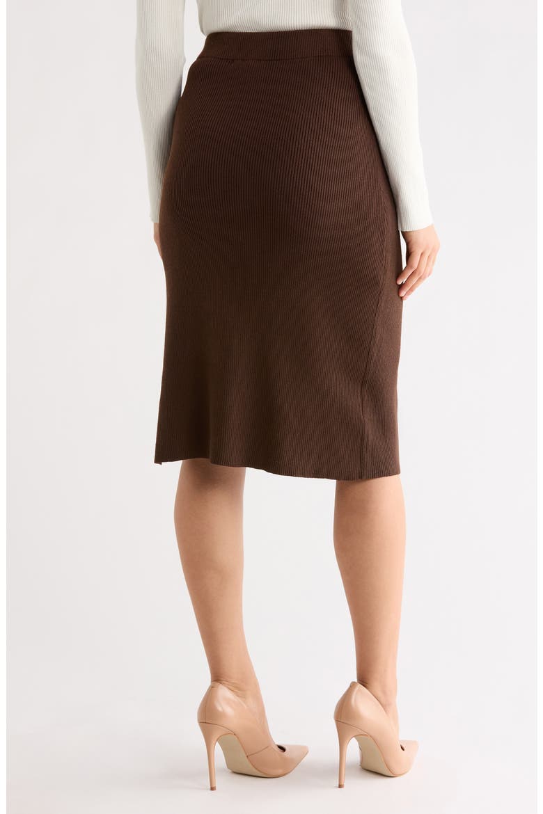 Caralea Rib Knit Button Midi Skirt, Alternate, color, COCOA