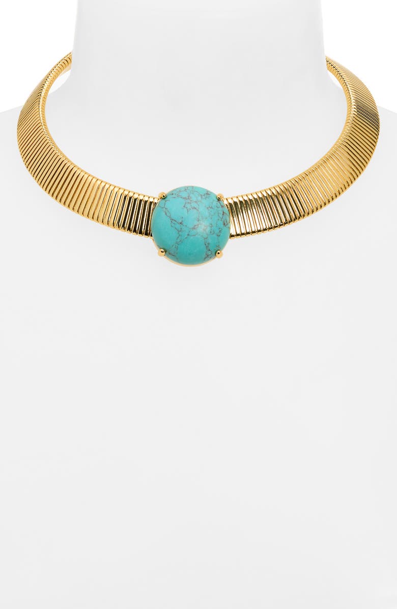 Lele Sadoughi Stone Set Snake Chain Necklace, Alternate, color, Turquoise