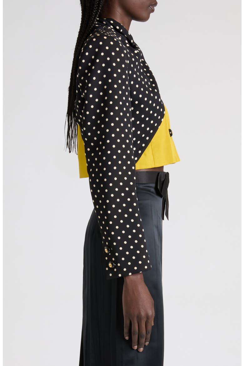 Contrast Silk Shantung Crop Jacket, Alternate, color, YELLOW