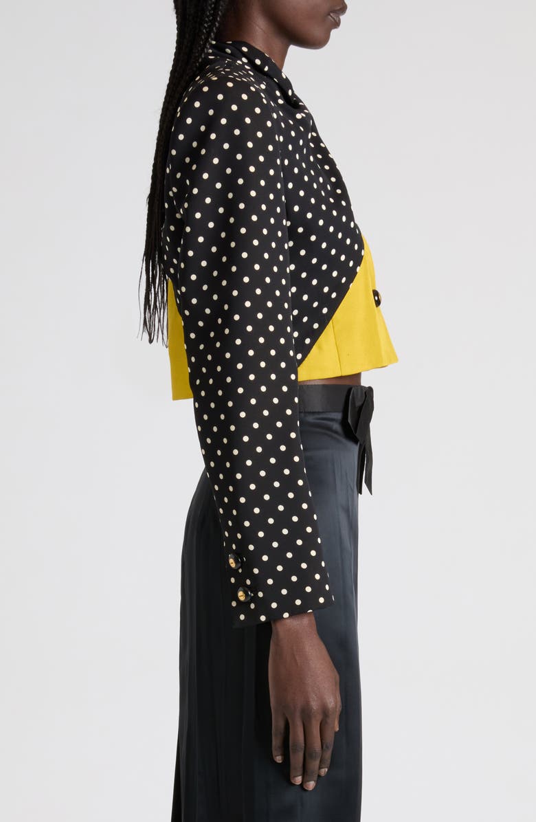 Valentino Contrast Silk Shantung Crop Jacket, Alternate, color, Yellow