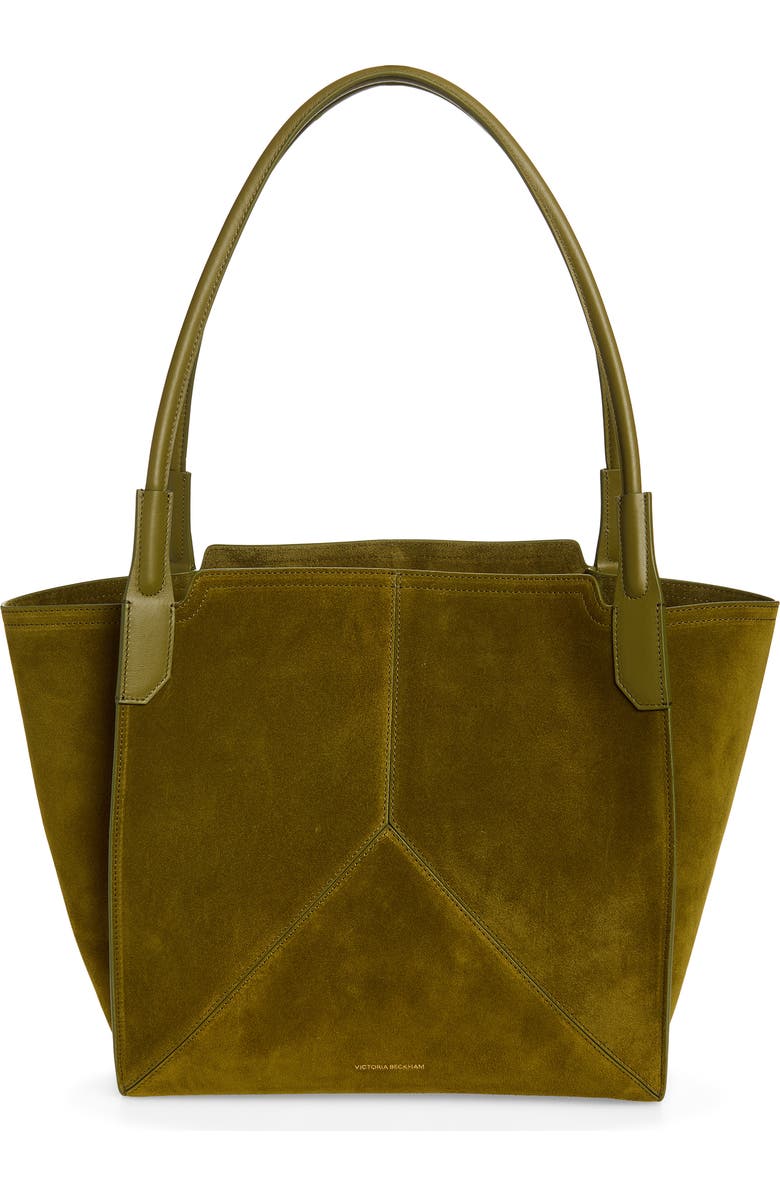 Victoria Beckham Small Victoria Suede Tote, Main, color, Cactus Green