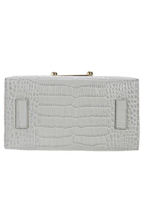 Strathberry Mosaic Croc Embossed Leather Top Handle Bag In Gray