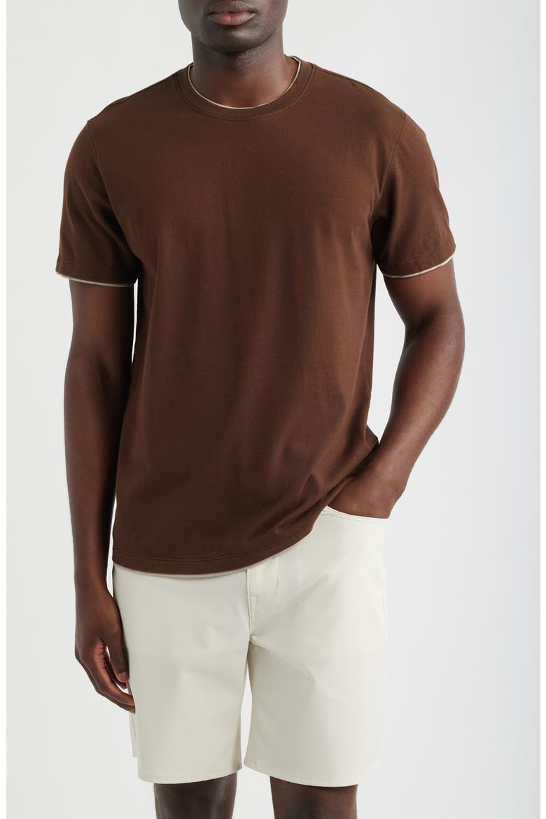 Como Double Layer Crewneck T-Shirt, Main, color, OAK BARREL/DRY DUST