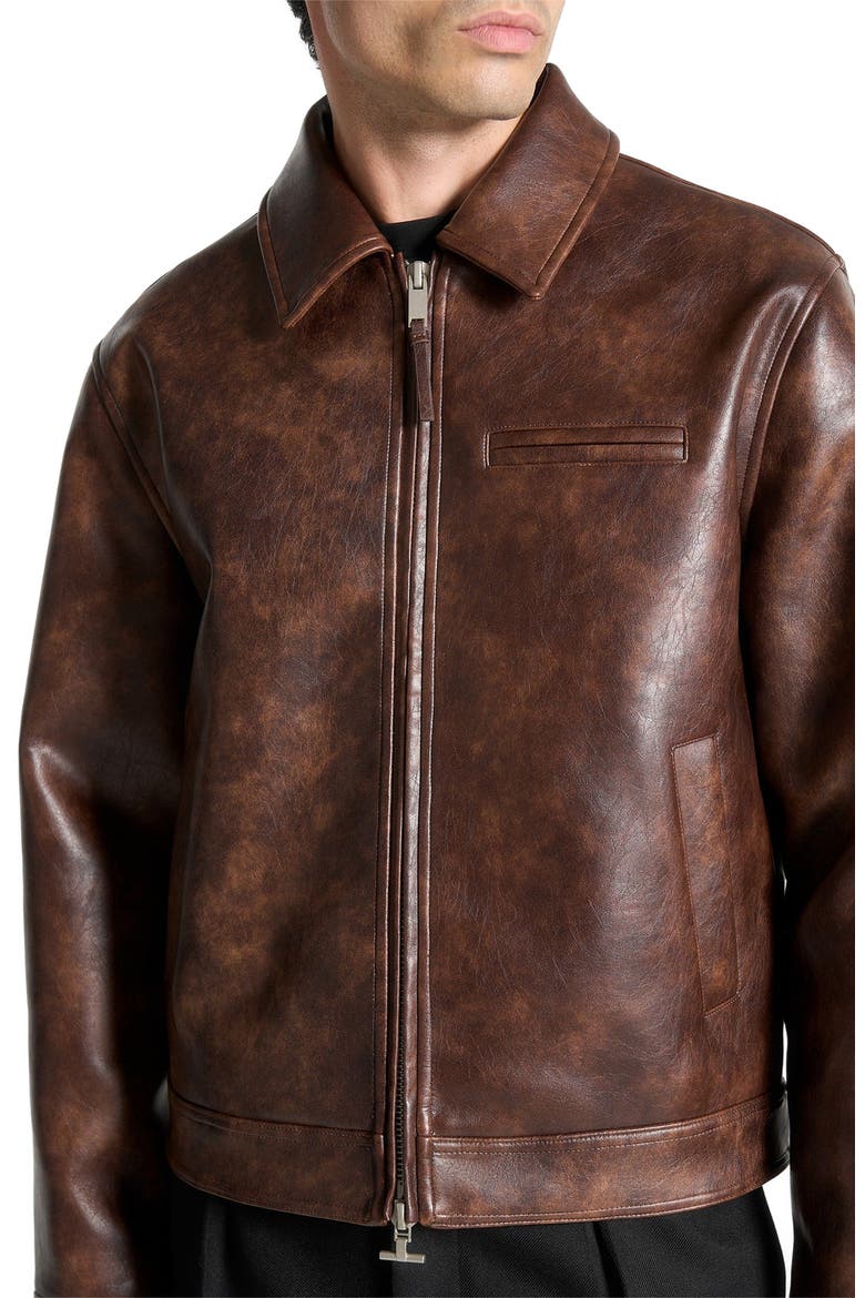 Laurent Vintage Leather Jacket, Alternate, color, Brown