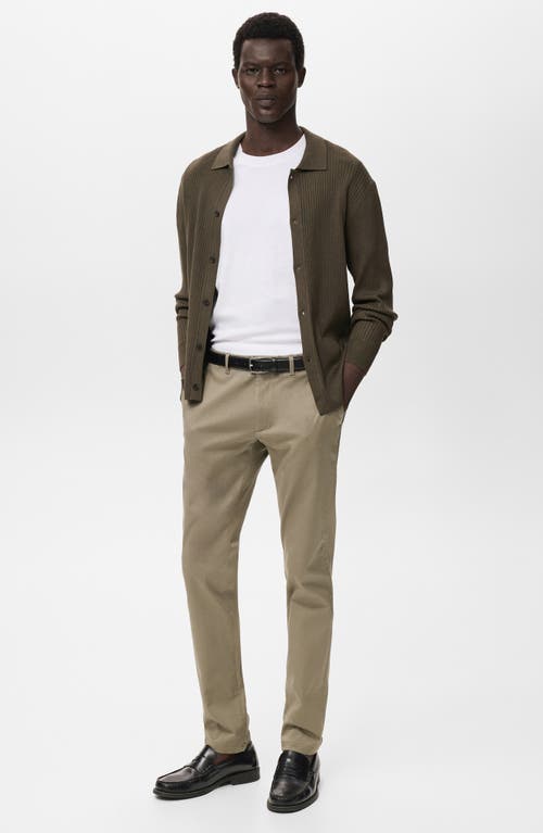 Mango Barna Slim Fit Stretch Twill Chino Pants In Green