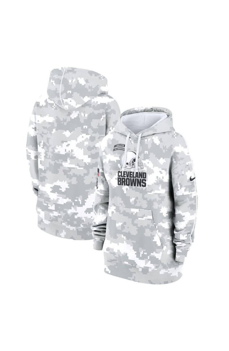Nike Women's Nike Arctic Camo Cleveland Browns 2024 Salute To Service Club Fleece Oversized Pullover Hoodie, Alternate, color, 