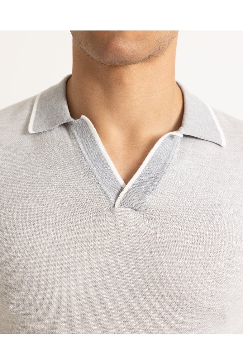 Horton Tailored Cotton Merino Polo With Contrast Tipping, Alternate, color, CLIFF GREY/WHITE SAND