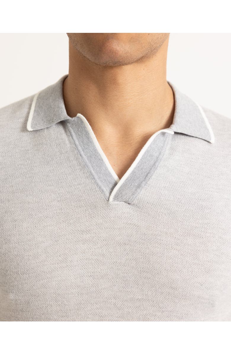 Orlebar Brown Horton Tailored Cotton Merino Polo With Contrast Tipping, Alternate, color, Cliff Grey/White Sand