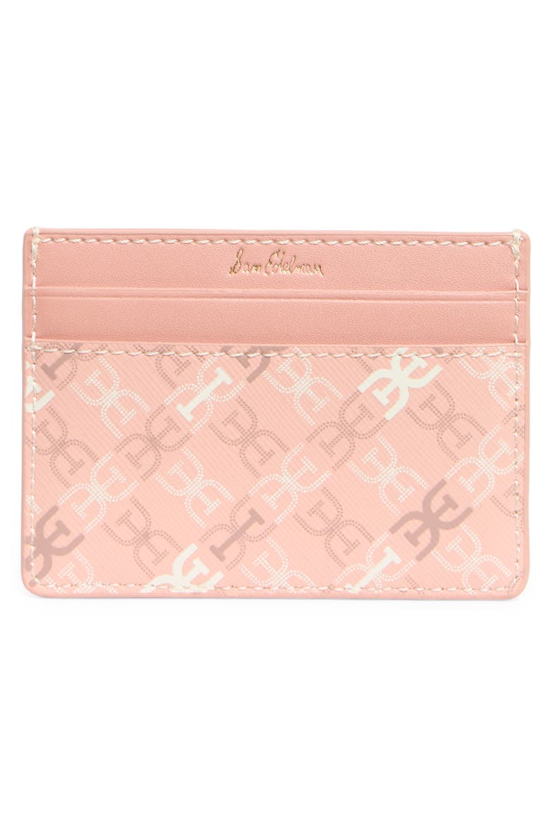Harper Monogram Faux Leather Card Case, Alternate, color, CORAL