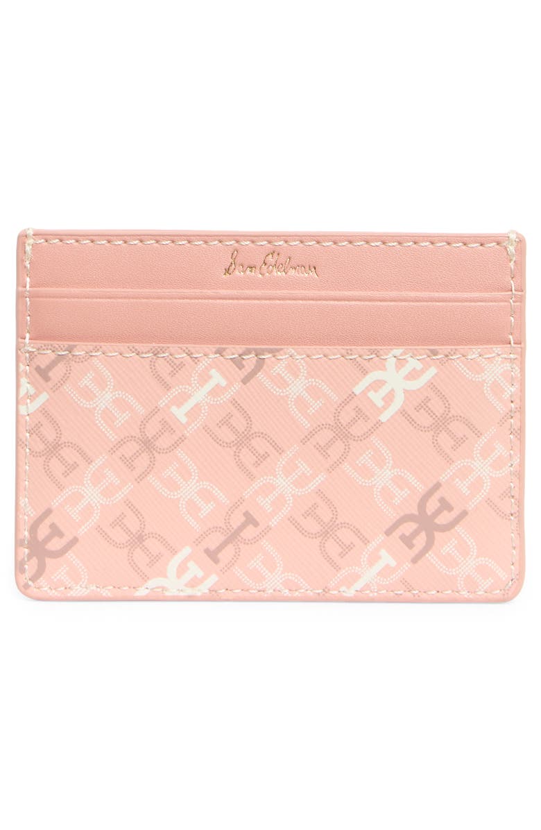 Sam Edelman Harper Monogram Faux Leather Card Case, Alternate, color, Coral