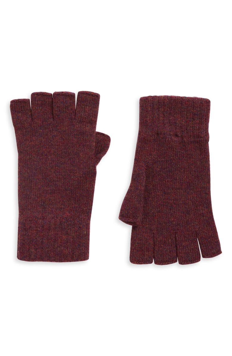 Johnstons of Elgin Fingerless Cashmere Gloves, Main, color, Damson He7064