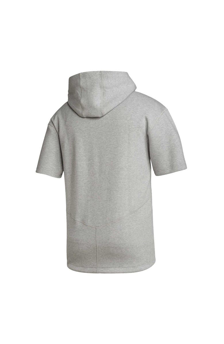 adidas Men's adidas Heather Gray Kansas Jayhawks Modern Classics Baseball Icon Tri-Blend Short Sleeve Pullover Hoodie, Alternate, color, 