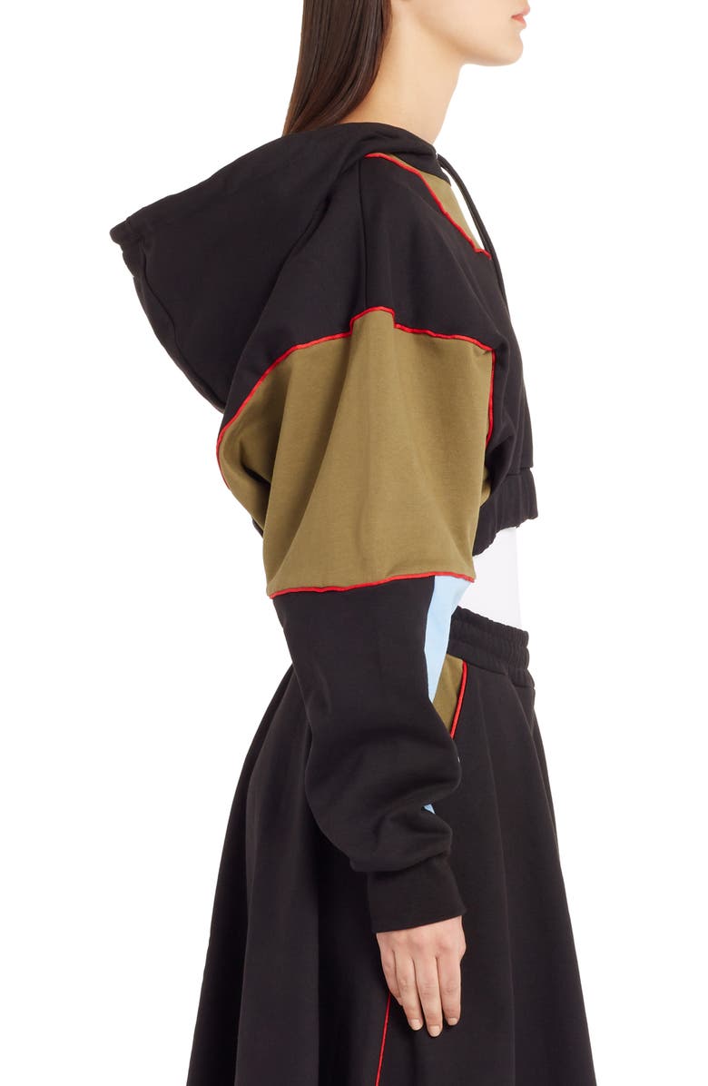 MSGM Colorblock Crop Hoodie, Alternate, color,