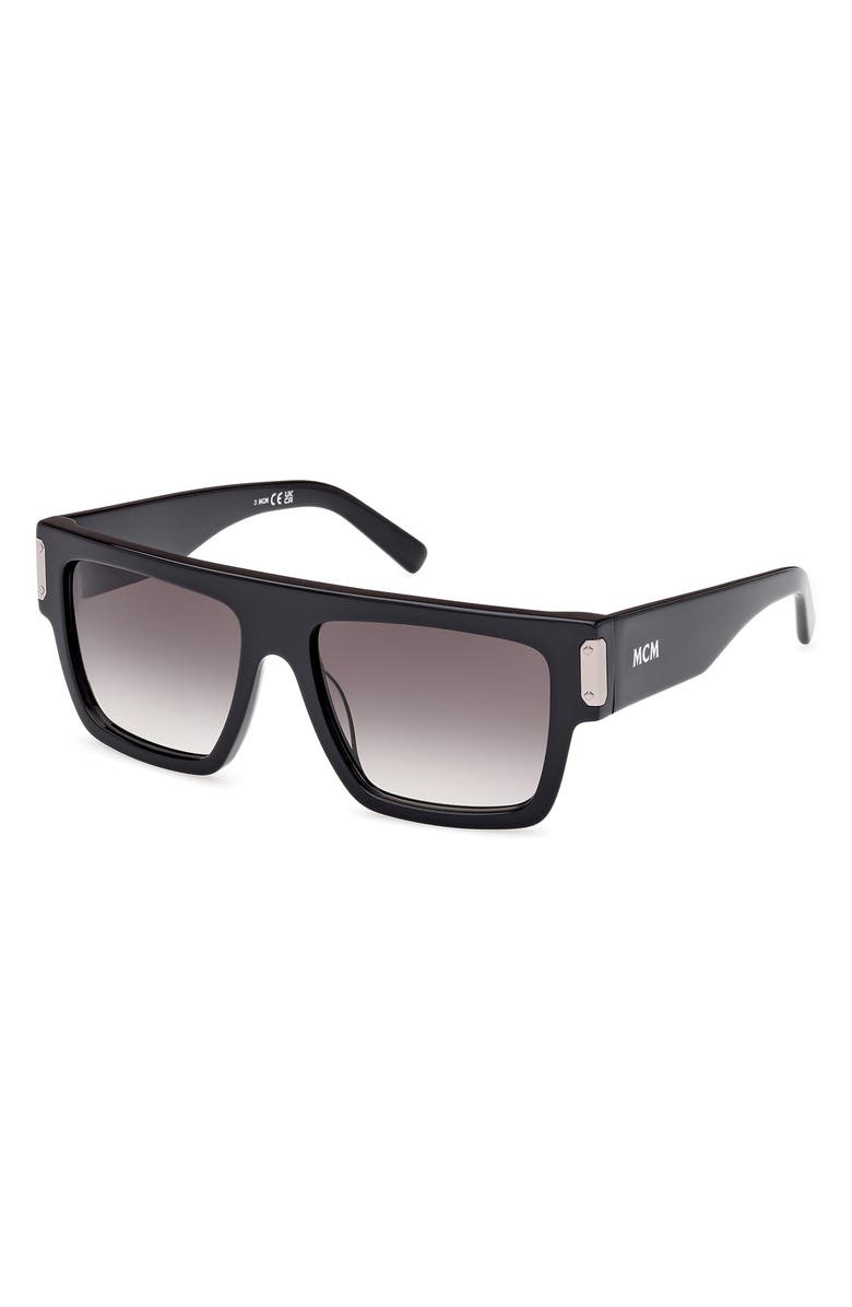 MCM 54mm Rectangular Sunglasses, Alternate, color, Shiny Black / Gradient Smoke