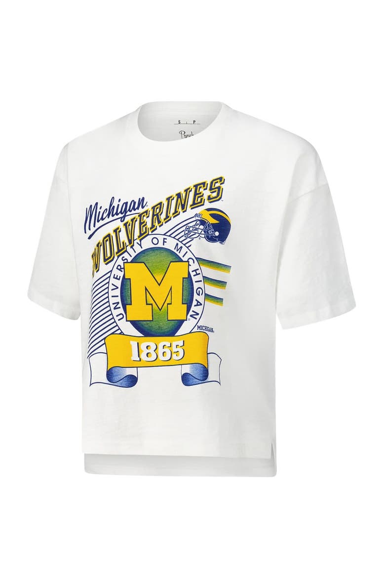 Women's Pressbox White Michigan Wolverines Rock & Roll Slub T-Shirt, Alternate, color, White