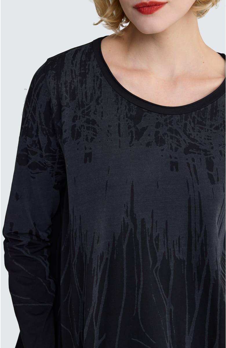LUUKAA Selene Laser-Burn Jersey Blouse, Alternate, color, Ink Black