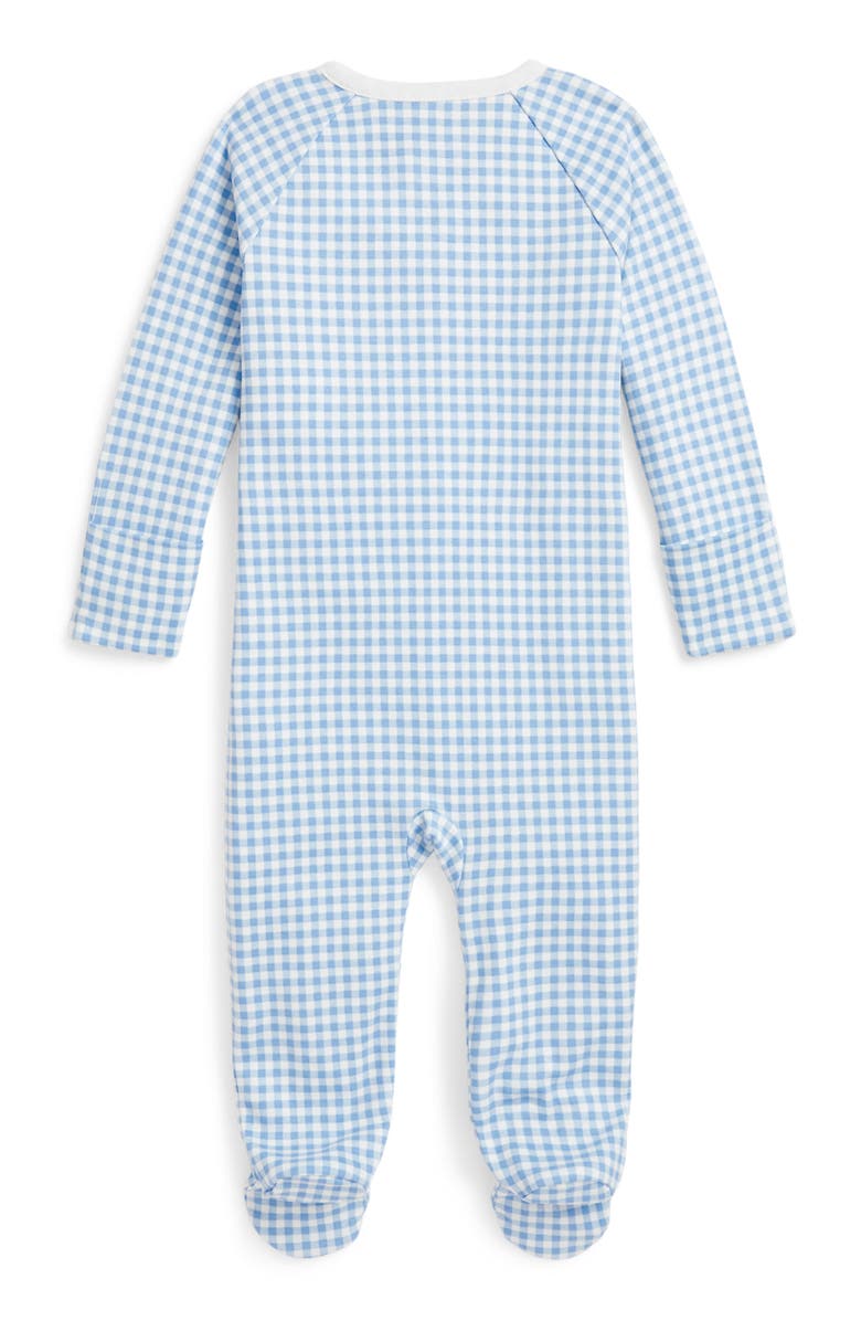 Ralph Lauren Gingham Cotton Jersey Footie, Alternate, color, 