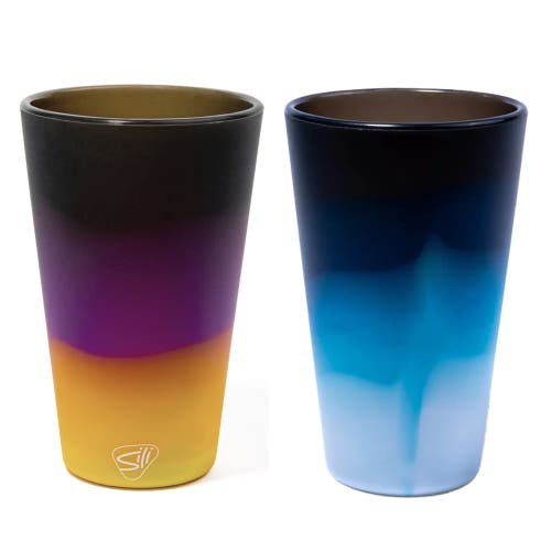 Silipint Silicone 16oz Pint Glasses 4 Pack (2) Sun Storm & (2) Moon Beam